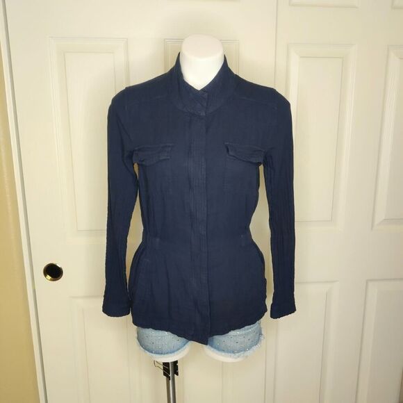 Splendid navy zip front long sleeve shirt jacket sz XS - Picture 1 of 9